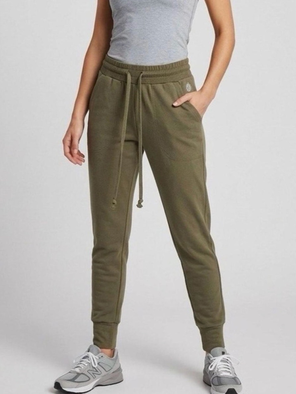 Free People Movement Sunny Skinny lightweight Sweats in Olive Green